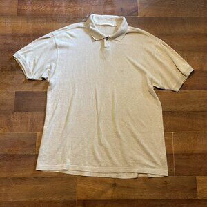 Perry Ellis Polo Shirt Mens M Beige Linen Blend Golf Short Sleeve